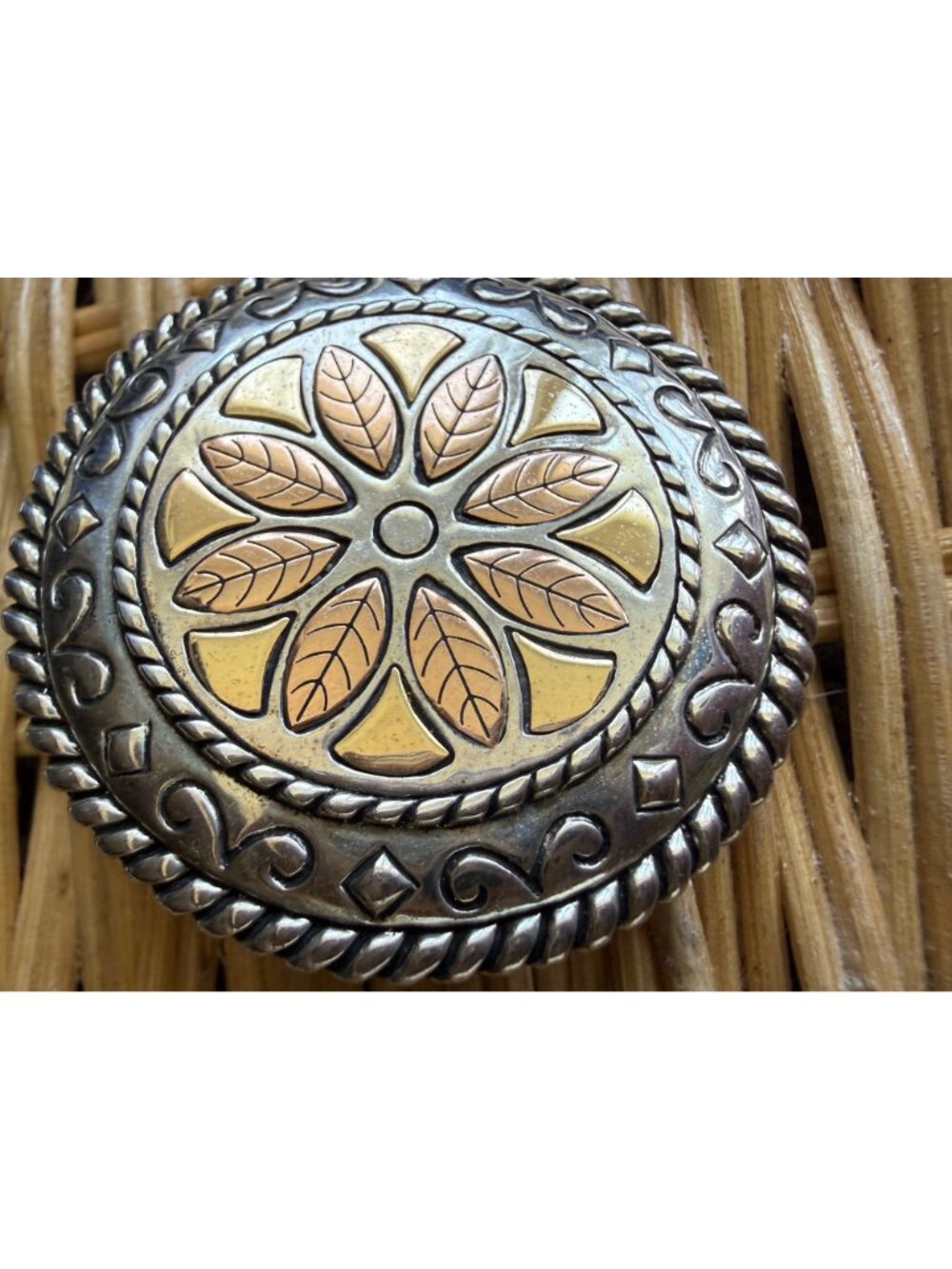 Vintage 90's Carolyn Pollack Relios Southwestern Medallion Pendant 14K Sterling - Picture 3 of 12
